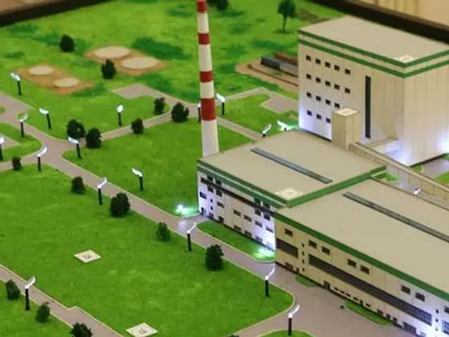 Glass factory model with night illumination, 1:250